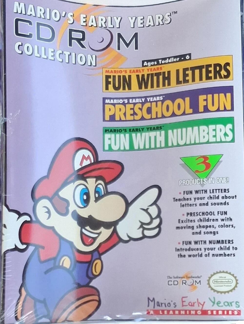 NEW The Software Toolworks Mario's Early Years 3-in-1 Educational PC CD-ROM